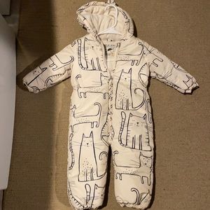 Next Direct girls size 18-24 months kitten/cat insulated snowsuit